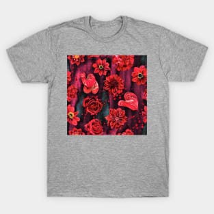 Deep Red Florals T-Shirt